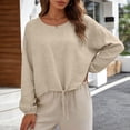 thumbnail image 5 of GUACER Long Sleeve Drawstring Tops for Women Casual Crew Neck Relaxed Fit Pullover Blouse with Cuffed Sleeves, 5 of 6