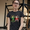 thumbnail image 3 of Tee Hunt Elf and Santa Claus Dab Dancing T-Shirt Merry and Bright Christmas Women's T-Shirt Tee, Black, XX-Large, 3 of 5