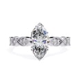 thumbnail image 2 of Solitaire Engagement Ring for Women Center 10x5mm Marquise and Round Cut Lab Created Moissanite Beaded Promise Rings In 14K Solid White Gold Jewelry Gift for Her, Size 4, 2 of 6