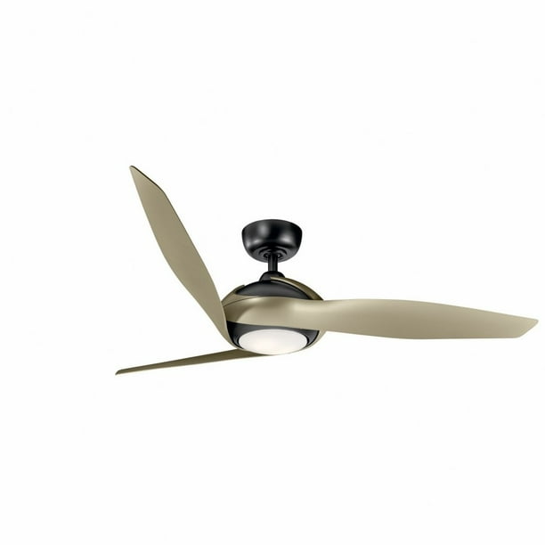 3 Blade 60 Inch Ceiling Fan With Light Kit Contemporary Satin Black Finish Silver Etched Cased Opal Glass Com 3 Blade 60 Inch Ceiling Fan With Light, 3 Blade 60 Inch Ceiling Fan