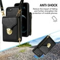 thumbnail image 2 of for iPhone 7 / 8 / SE 2020 / SE 2022 Case Wallet with Shoulder Strap for Women - Crossbody Lanyard,Zipper Pocket,Credit Card Holder,Shockproof - Metal Buckle Closure Premium PU Leather Case, Black, 2 of 13
