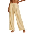 thumbnail image 2 of Utoimkio Women's Vertical Striped Wide Leg Pajama Pants Drawstring Elastic High Waist Soft Loose Sleep Trousers with Side Pockets for Home Lounging, 2 of 9