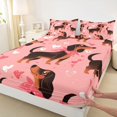 thumbnail image 4 of Homewish Kawaii Pet Dachshund Bed Sheets,Cute Heart Print Full Size Sheets,Pink,4pcs,1 Flat Sheet, 1 Fitted Sheet and 2 Pillowcases, 4 of 6
