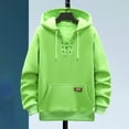 thumbnail image 6 of VSSSJ Hoodies for Men Lace Up V Neck Thick Henley Sweatshirt Long Sleeve Loose Solid Vintage Drawstring Hooded Pullover Hoodie with Pocket Green XL, 6 of 6