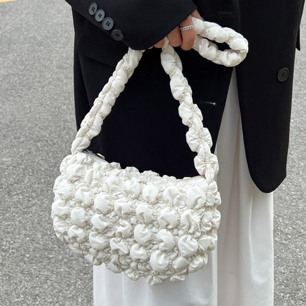 Bolsos cruzados para mujer, bolso acolchado de Color sólido, bolso de mano plisado a la moda para mujer