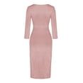 thumbnail image 4 of MRULIC dresses for women 2022 Party Long Women Sleeve Fashion Dresses High Slit V-Neck Dress Women's DressWomen's Formal Dress Pink + US:10, 4 of 6