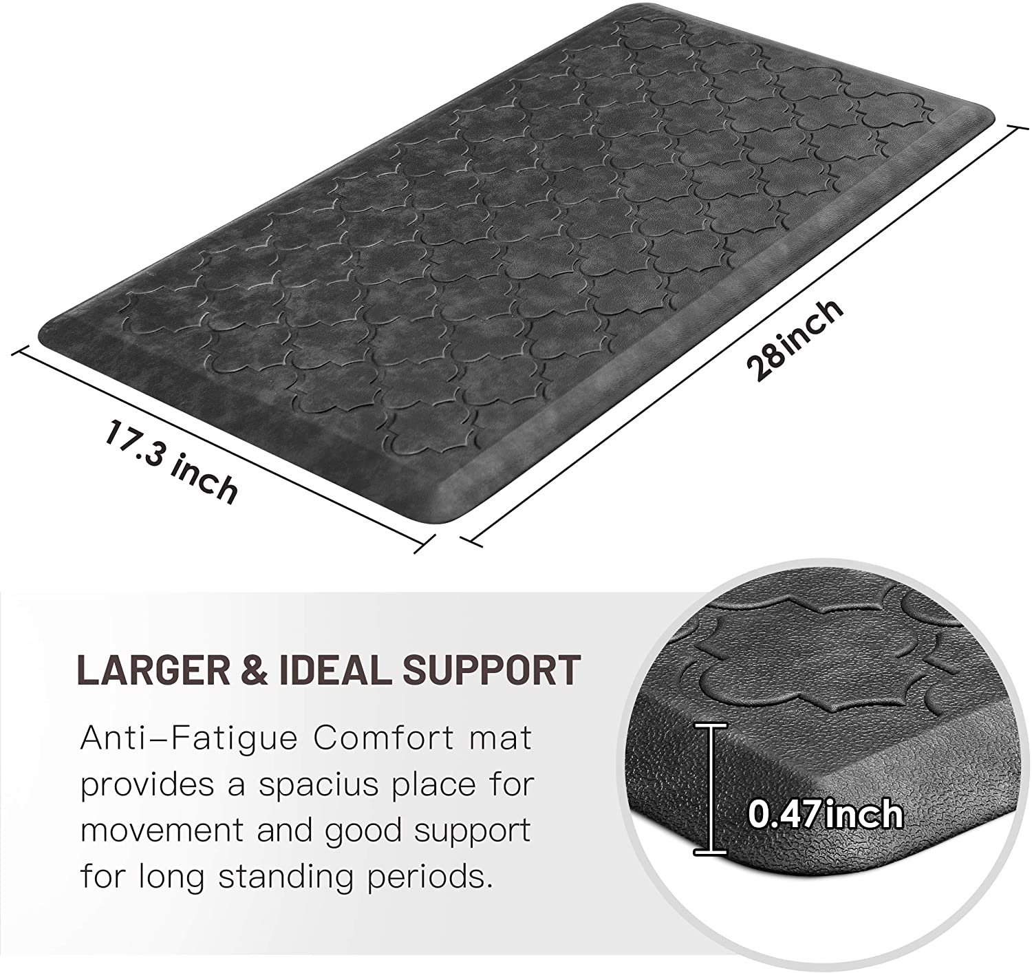17.3x28x0.47 Wiselife Cushioned Non-Slip Anti-Fatigue Kitchen Floor mat  (Stylish Grey) $8.10 + F/S w/ Prime or on Orders $25+