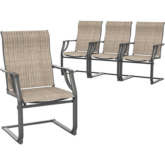 Amopatio Patio Chairs Set of 4, Outdoor Dining Chairs for All Weather, Breathable Garden Outdoor Furniture for Backyard Deck