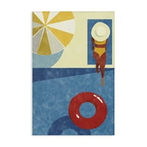 Stupell Industries Summer Poolside Girl Novelty Painting Gallery Wrapped Canvas Art Print Wall Art, 24 x 36