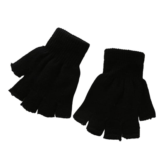 Grandest Birch 5 Pairs Half-finger Gloves High Elastic Comfortable Lint Free Anti-slip Windproof Winter Gloves for Riding Black