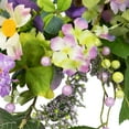 thumbnail image 4 of Northlight Daisy and Mixed Foliage Floral Spring Wreath - 24" - Purple, 4 of 6