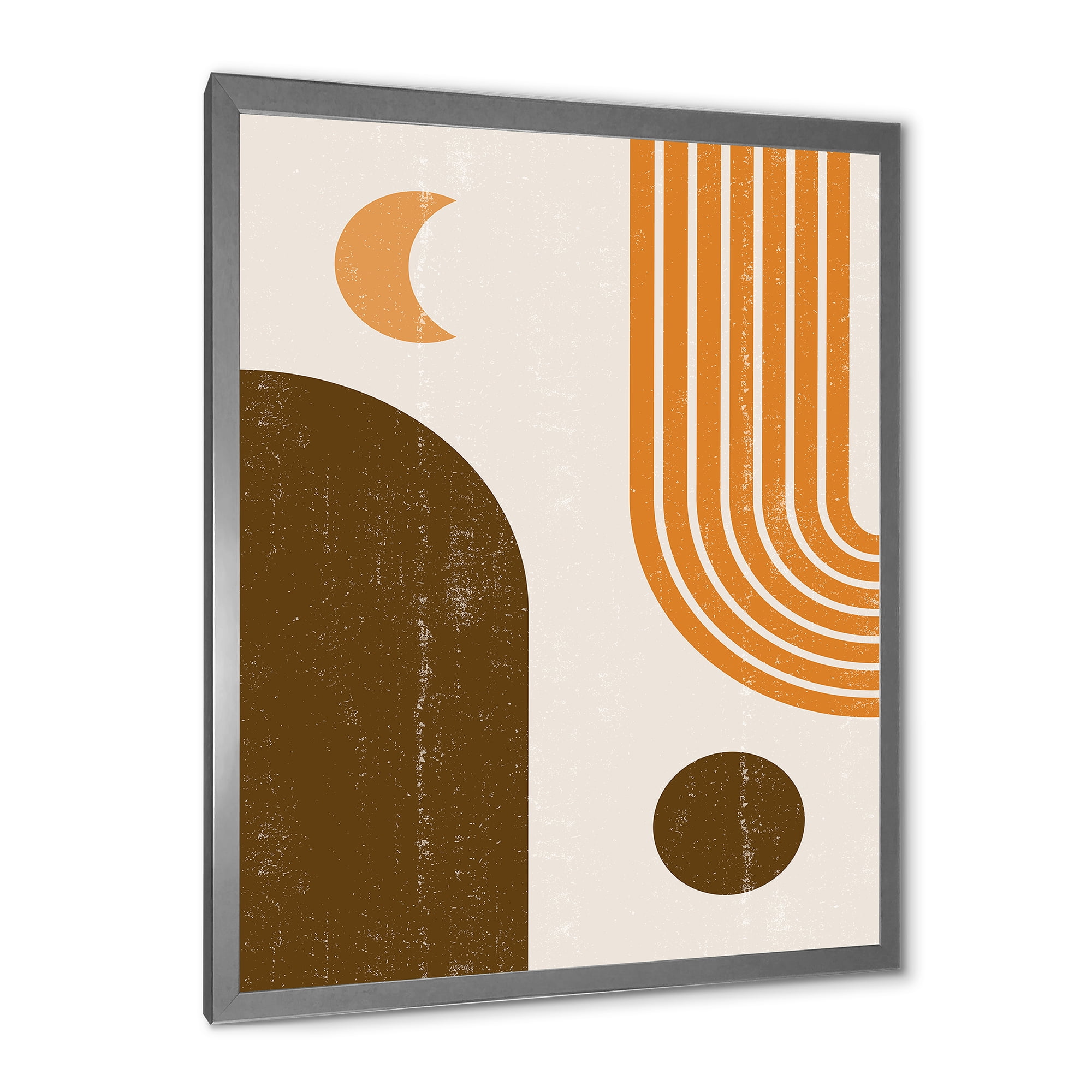 Designart 'Rainbow In Earth Tones Abstract Geometric Art' Modern Framed Art Print