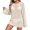 Beige, variant on Women's Knitted Beach Cover Up Dress, Long Sleeve Hollow Crochet Pareo with Floral Neckline, Sun Protective Swimwear Cover for Summer Vacation and Resort Wear Black A