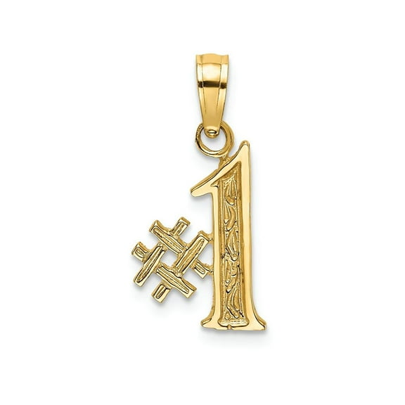 14K Yellow Gold Polished #1 Charm Pendant