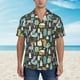 thumbnail image 2 of Fotbe Moose Squirrel owls tree Camisa Hawaiana para Hombre Unisex – Camisa Casual de Verano con Botones de Manga Corta de Algodón y Lino,Small, 2 of 7