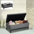 42" Rectangular Linen Fabric Storage Ottoman Bench with