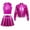 Rose Red, variant on Alvivi Girls Metallic Jazz Hip Hop Dance Outfits Sleeveless Crop Top Bomber Jacket with Skirt Set Black 8