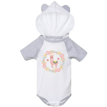 

Inktastic Llama Rose Flower Wreath Gift Baby Girl Bodysuit