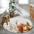 thumbnail image 4 of Cute Squirrel Washable Area Rug&nbsp;4 ft Vintage Purple Pink Flower Leaf Pine Cone Soft Round&nbsp;Rugs for Living Room, Non Slip Carpet for Bedroom&nbsp;Entryway Dining Room, 4 of 9