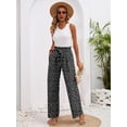 thumbnail image 2 of Chiclily Women Wide Leg Pants with Pockets High Waist Loose Belt Flowy Casual Trousers, US Size Medium in Polkadots Black, 2 of 8