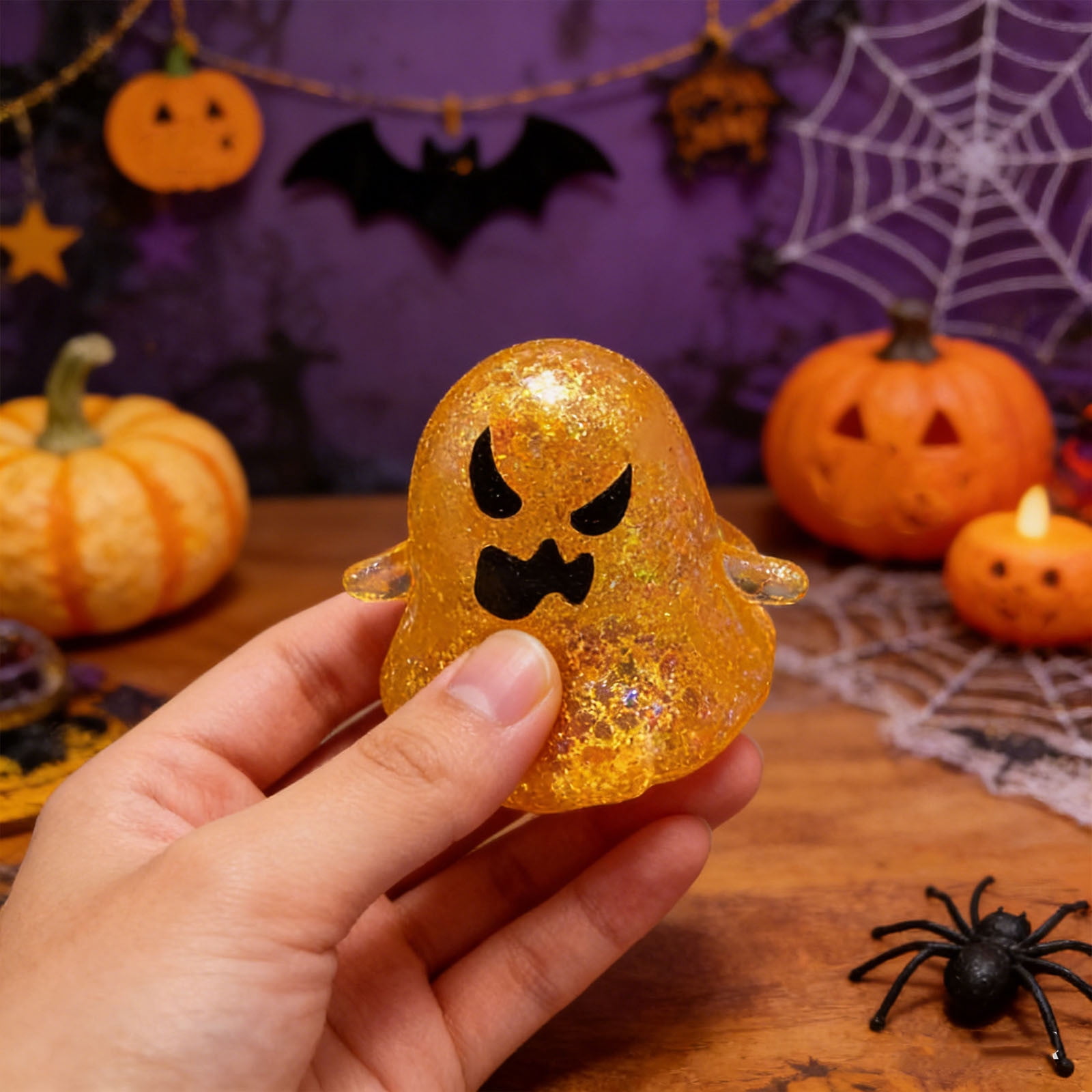 Fufafayo Ghost Sensory Ball, Stress ReliefToyFor Adults, Cute Dough Ball Stuffed Bun, Soft Decompression Dough for Anxiety, Desk Decor for Office Bedroom Living Room