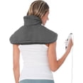 thumbnail image 1 of PureRelief Neck & Shoulder Heating Pad - 4 Heat Settings, Auto Shut-Off, Universal Fit, Magnet Closure, Soft Micromink, Storage Bag, 5-Year Warranty, Machine Wash (Charcoal Gray), 1 of 7