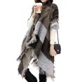 thumbnail image 2 of Bufanda de tartán para mujer, de invierno, grande, de gran tamaño, suave, cálida, a cuadros multicolores, chal con borlas giratorias, capa, poncho, estola larga, 2 of 4