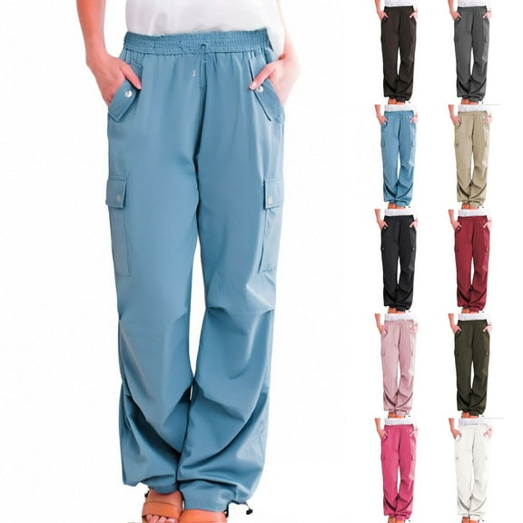 Women's Vintage Inspired Cargo Sweatpants Relaxed Fit with Elastic Waist and Pockets for Casual Street Style
