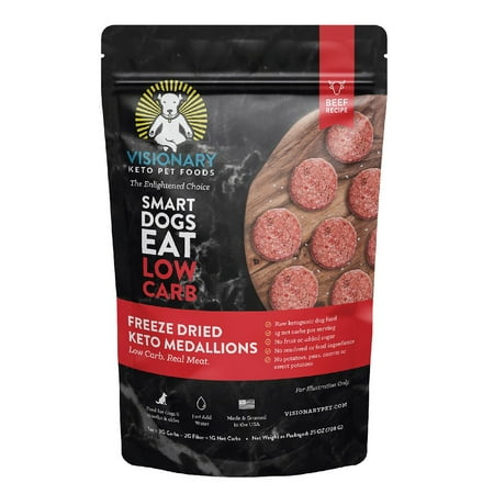 Visionary Pet Foods - Freeze-Dried Dog Food, Low Carb, High Protein, Grain Free, Contains Human-Grade Beef and Beef Liver , 1g Net Carbs per Serving, Natural Beef Recipe, 25 oz bag