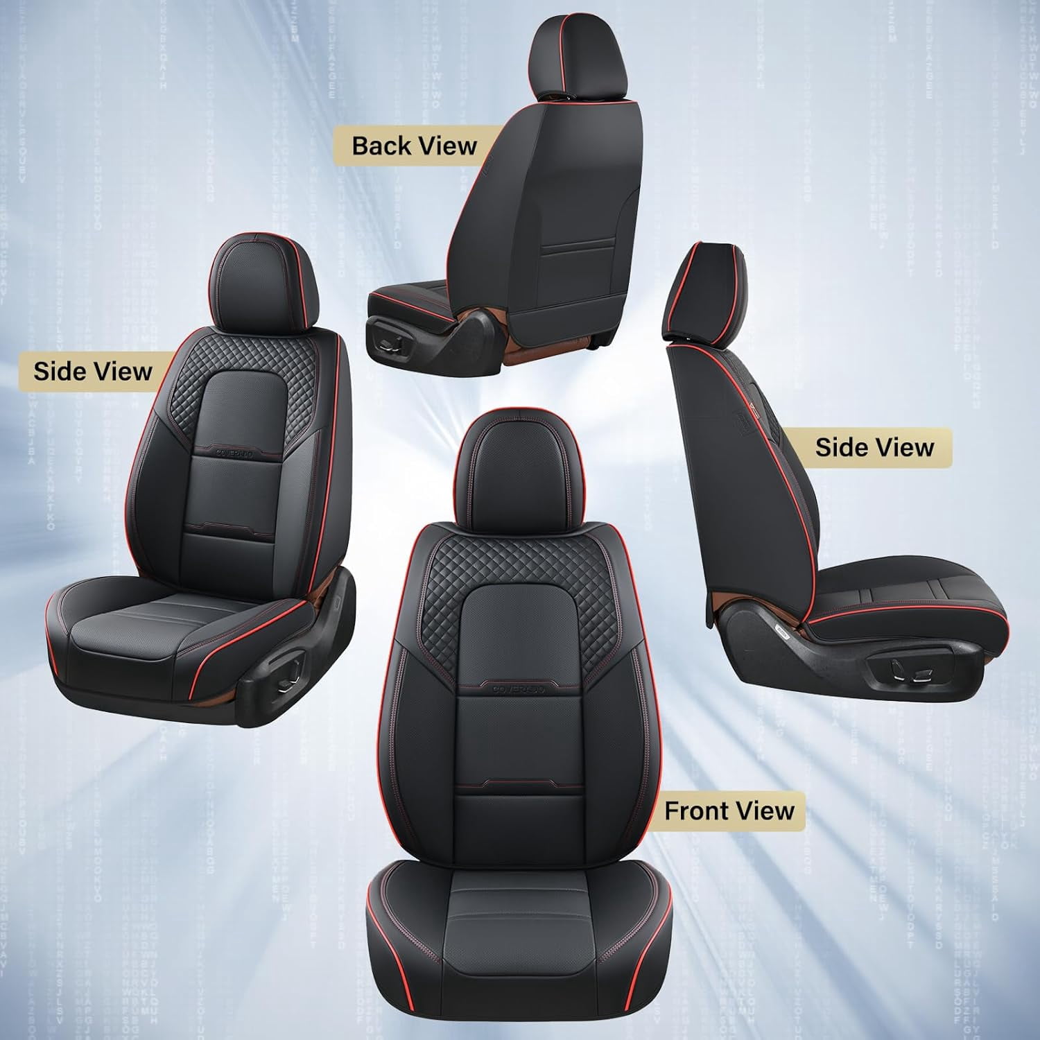 Coverado Front Car Seat Covers, Breathable Faux Leather Seat Protectors 2 Piece, Comfortable&Durable, Auto Cushion Universal Fit for Most Cars, Redline