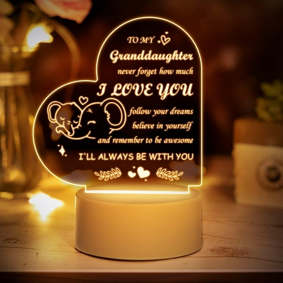Granddaughter Gifts from Grandma - Granddaughter Night Light Grandma Gifts for Granddaughter on Birthday, Christmas, Graduation, Thanksgiving - Grandma and Granddaughter Led Lamp, Clear