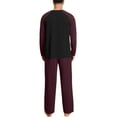thumbnail image 4 of BiZtdJrK Mens Pajama Sets Color Block Raglan Long Sleeve Round Neck Tops and Pants Casual 2 Piece Outfits Loose Loungewear Set Wine XXXL, 4 of 8