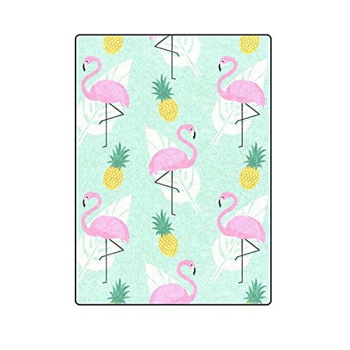 Round Air Conditioning Blanket Tropical Pink Flamingos and Mint Green Palm Leaves Fit Sofa Car Chair Bed Personalized Blankets for Children Adults Parents Soft Warm Blanket for All Season Use