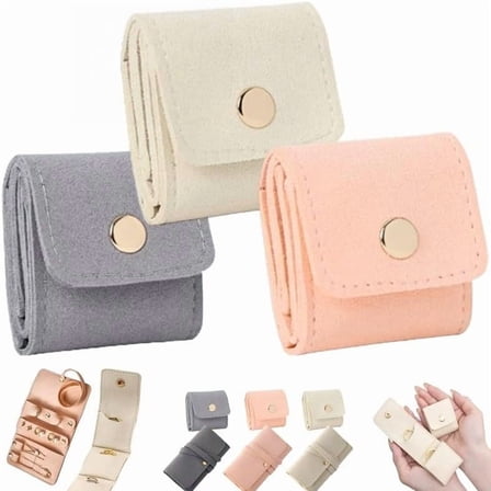 Mini Travel Jewelry Bag,Auxiliaryn/Examinte/Gem-Hanbss Jewelry Organizers and Storage,Mini Pouch,Tinycious Foldable Portable Organizer Pouch with Buckle Closure for Earrings Rings