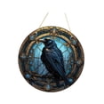 thumbnail image 4 of Raven Ventana de vidrio colgante Arte de pared de la pared Decoración de pájaros Propiedades de regalo de regalo Gótico Decoración de Halloween para, 4 of 8
