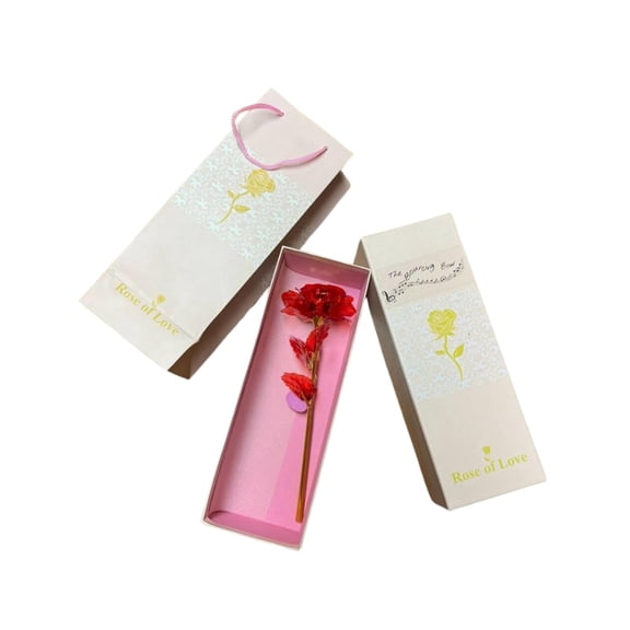 The Bouncing Bow 24K Gold Dipped Rose Gift for Wife, Mom, Grandma, Girlfriend - Red Rose with Gift Box, 6.8x9.5x26.8 cm, Perfect for Birthday, Anniversary, Valentine’s Day, Mother’s Day