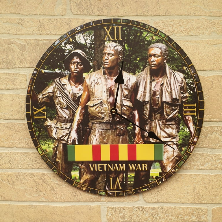 Vietnam War Three Soldier Memorial Wall Clock Living Room Decor US Military Gift Vietnam War Three Soldier Memorial Wall Clock Living Room Decor US Military Gift