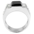 thumbnail image 3 of High polished (no plating) Stainless Steel Ring with Synthetic Onyx in Jet for Women Jet Stone Color Style TK3615 Size 13, 3 of 5