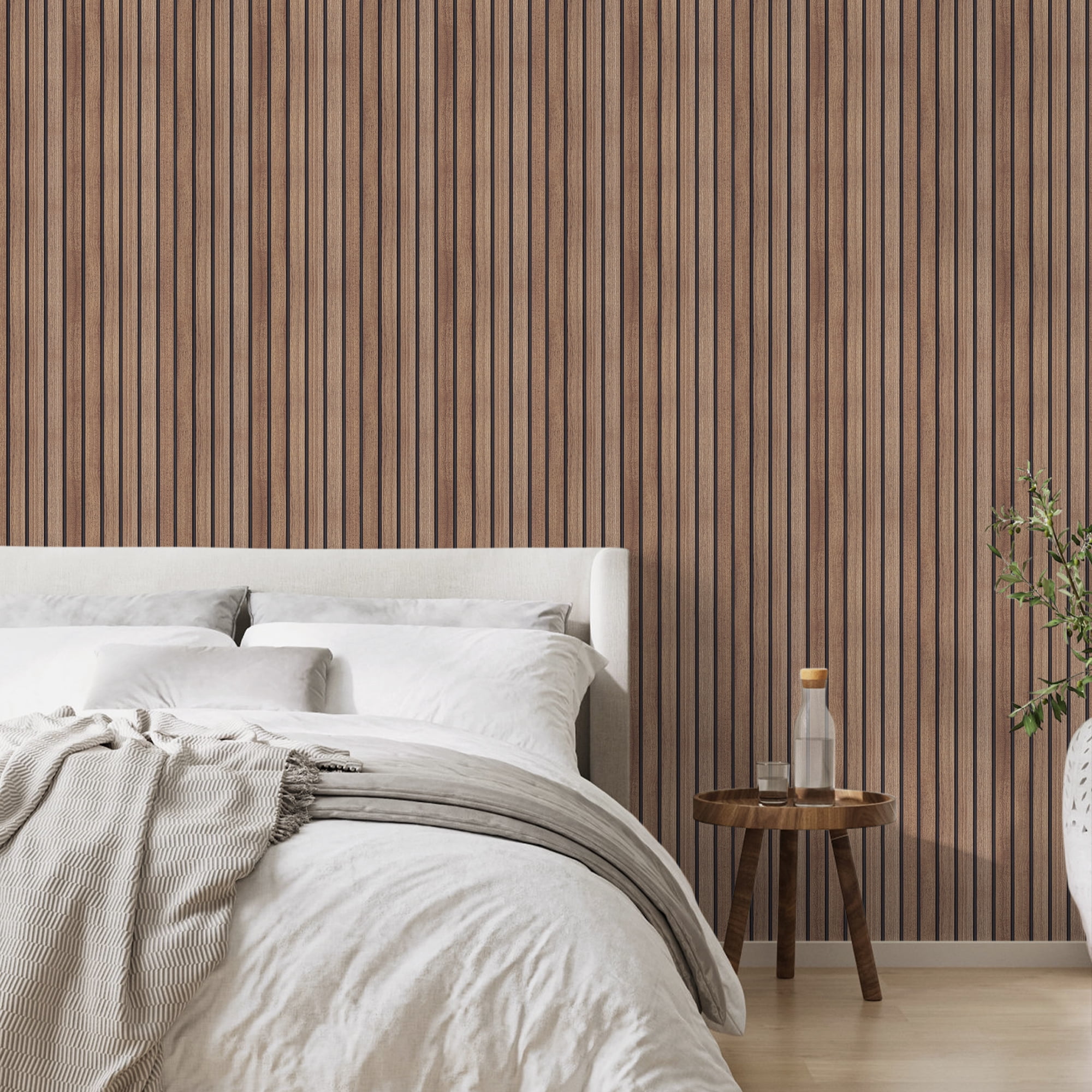 (4 pack) Abyssaly Wood Wallpaper Peel and Stick Wallpaper 17.7" x 118" Wood Stripe Self-adhesive Removable Contact Paper for Kitchen Bedroom Home Decor