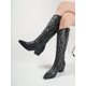 thumbnail image 1 of Women's Vintage Embroidery Detail Chunky Heel Western Boots, Black Over The Knee Velvet Winter Outdoor Warm Boots, 1 of 5