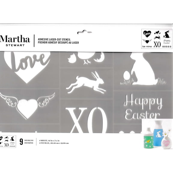 Martha Stewart Crafts Adhesive Laser-Cut Stencil 9 Designs Easter Valentines