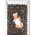 thumbnail image 3 of Sweet Jojo Designs Boho Floral Wildflower Black Orange and Blue Fitted Crib Sheet, 3 of 7