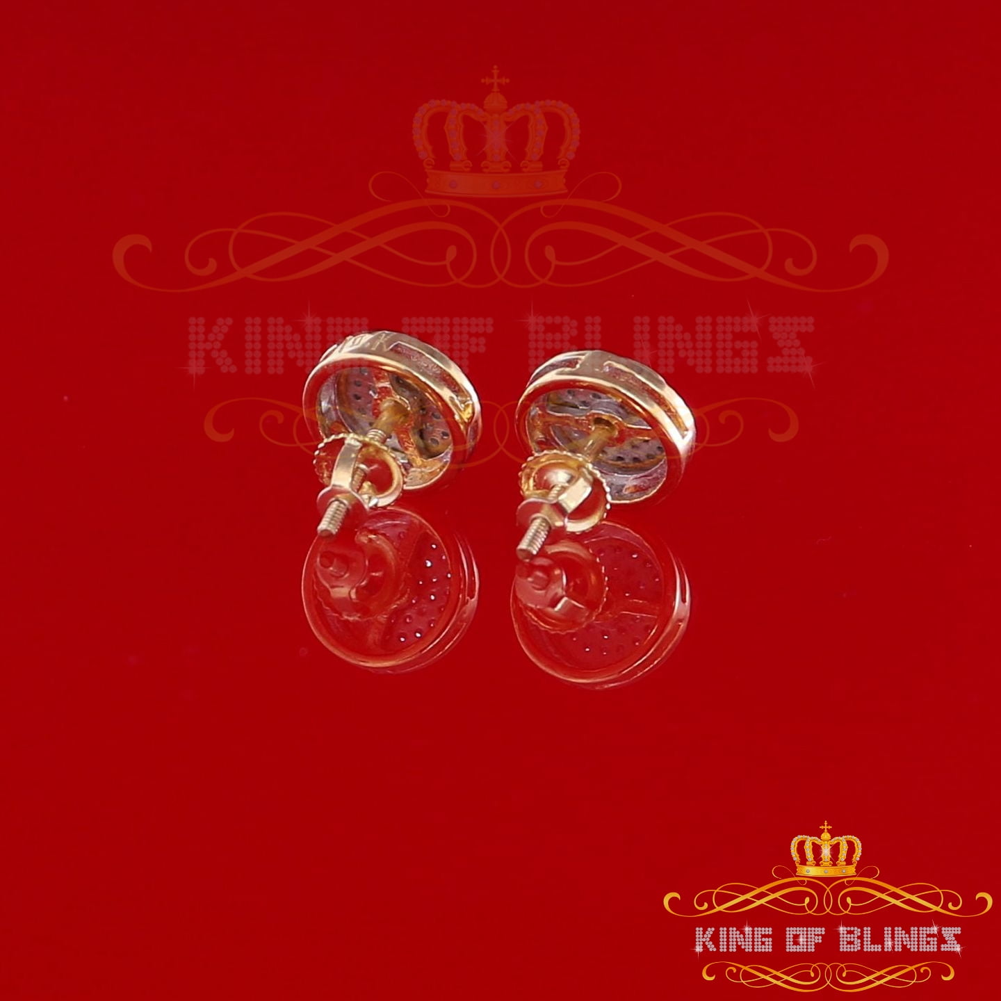 King of Bling's 10K Real Yellow Gold Real Diamond 0.15CT Men's/Women's Stud Micro Earring