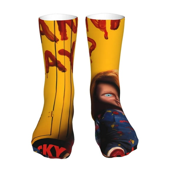 Saiise Chucky Funny Socks Men Women Adults Novelty Graphic Crew Tube Socks Crazy Design Casual Dress Socks for Sports,Running,Travel