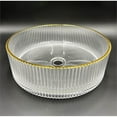 thumbnail image 6 of Cowrie 16" Tempered Glass Circular Vessel Bathroom Sink - Clear with Gold Rim, 6 of 14