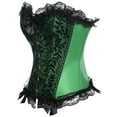 thumbnail image 2 of VASLANDA Women's Lace up Boned Plus Size Overbust Corset Bustier Top with G-String, 2 of 5
