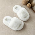 thumbnail image 5 of ZHOGXU Kids Girls Fuzzy Slippers Open Toe Soft Sole Warm Indoor House Shoes Cozy Lightweight Footwear,White,4.5-5 Years, 5 of 6