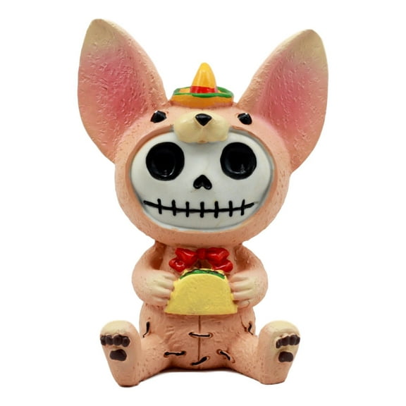 Ebros Latin Chihuahua Taco Furrybones Figurine 3.5"H Hooded Costume Skeleton Monster Sculpture Decor Collectible