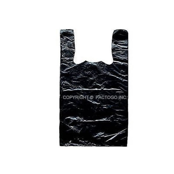 Prime Plastics Large Black 1/6 T-Shirt Plastic Shopping Grocery Bags 11.5" x 6.5"x 21" 500/Cs (Pack of 500)