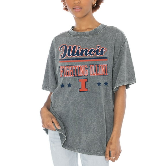 Women's Gameday Couture Gray Illinois Fighting Illini Here To Play Oversized T-Shirt